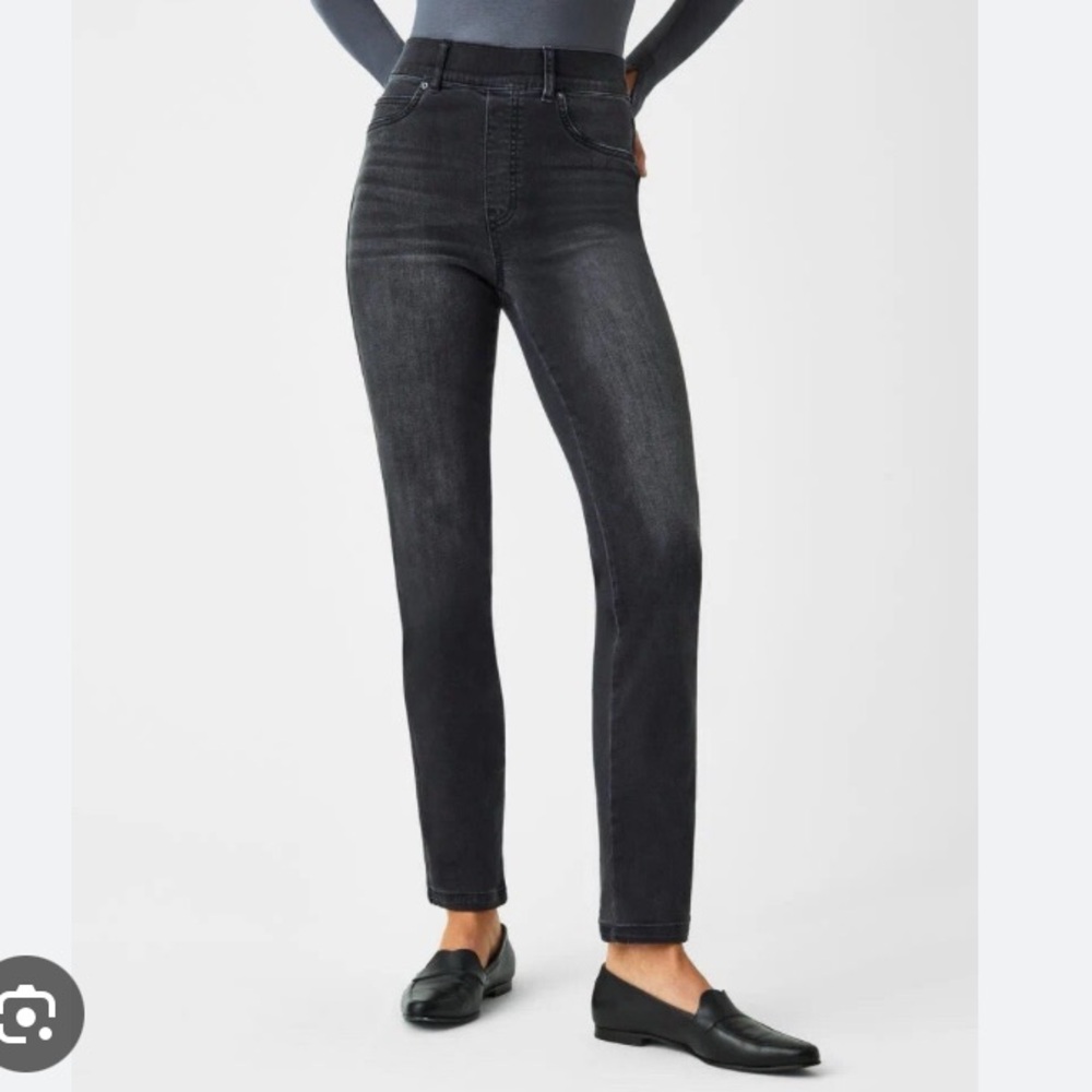 Spanx Ankle straight leg denim jeans vintage black size Large